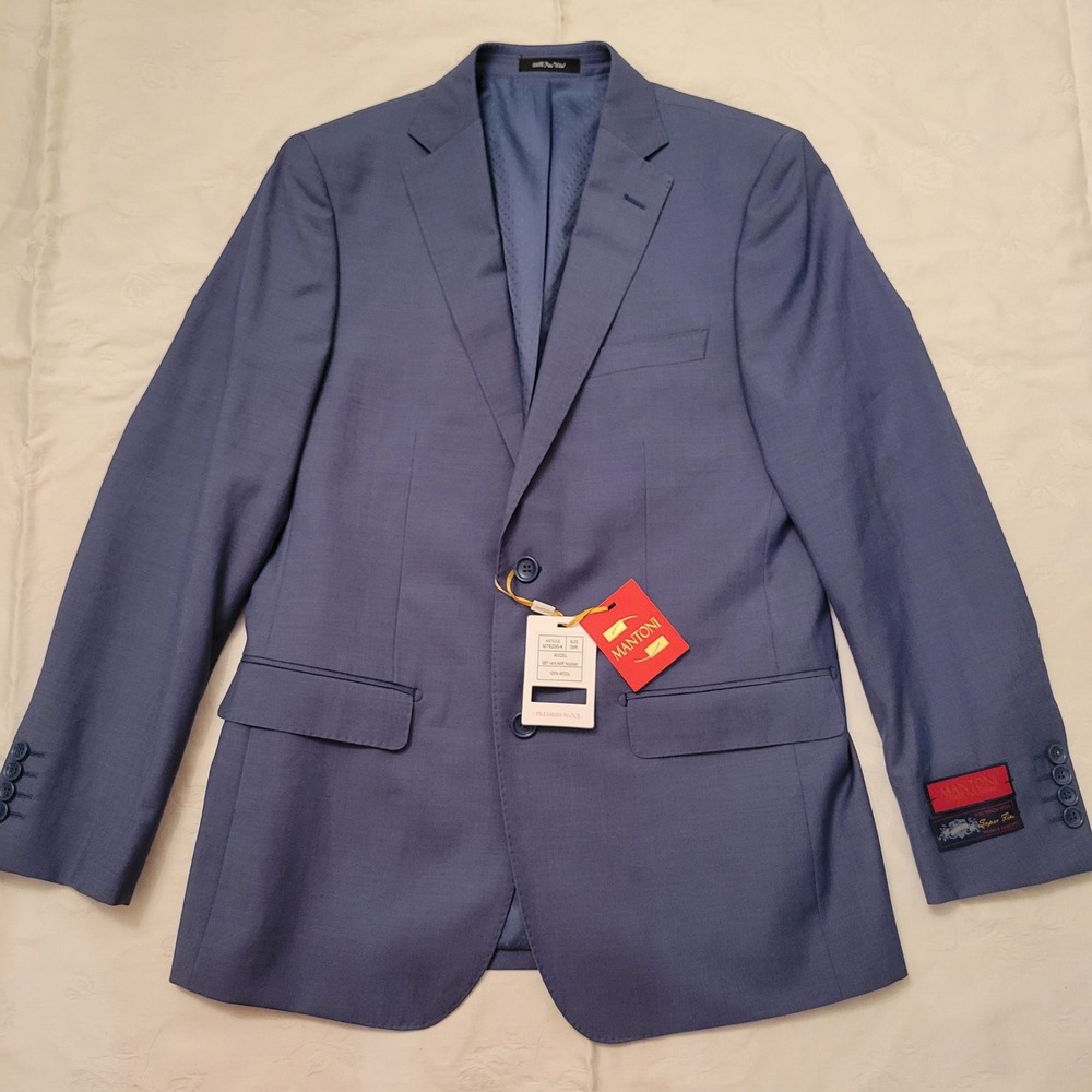 Mantoni 38R Blazer Blue Virgin Wool Super Fine Preppy Academia Unstructured Twee